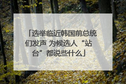 选举临近韩国前总统们发声 为候选人“站台”都说些什么